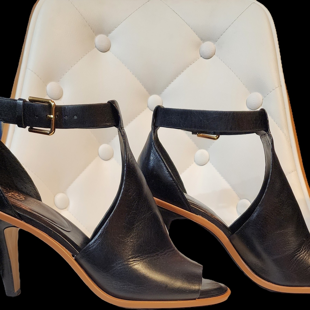 Vince Camuto Black Peep-Toe Heels - Picture 4 of 6